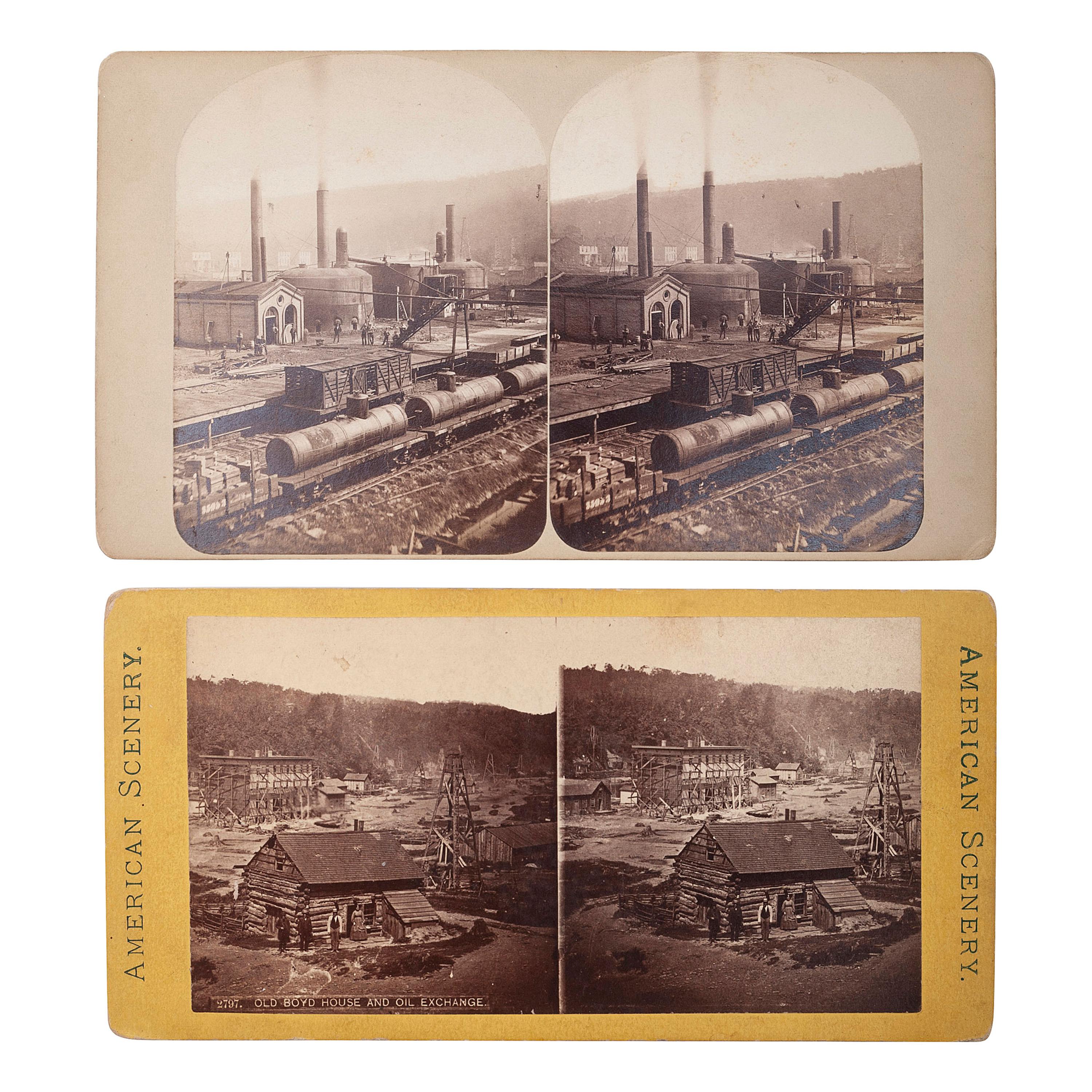 [OIL - CALIFORNIA]. Stereoviews and ephemera related to the early oil industry, especially in California, comprising:
