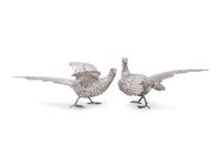 A Pair of Silver Pheasant Table Ornaments