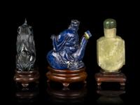 Three Chinese Precious Hardstone Snuff Bottles