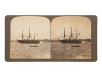 [CIVIL WAR]. 4 photographs of the USS Hartford and crew members, highlighted by CDV & stereoview.