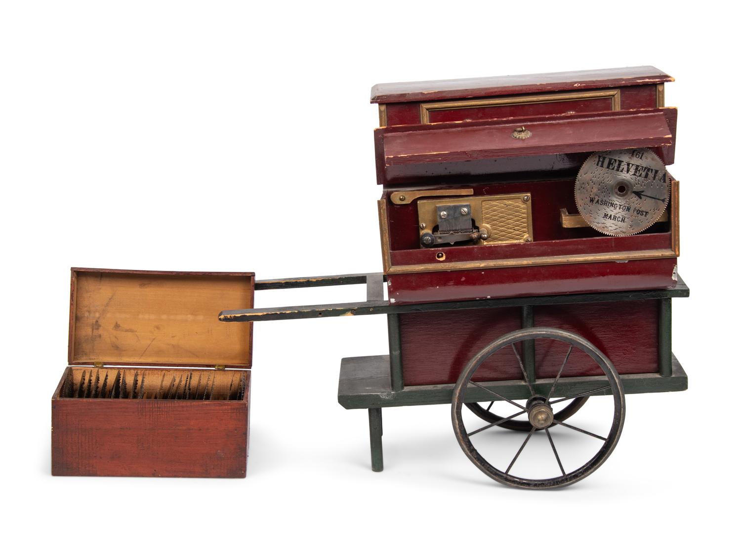 A 4 1/2-Inch Helvetia Disk Music Box in the Form of a Street Barrel Piano