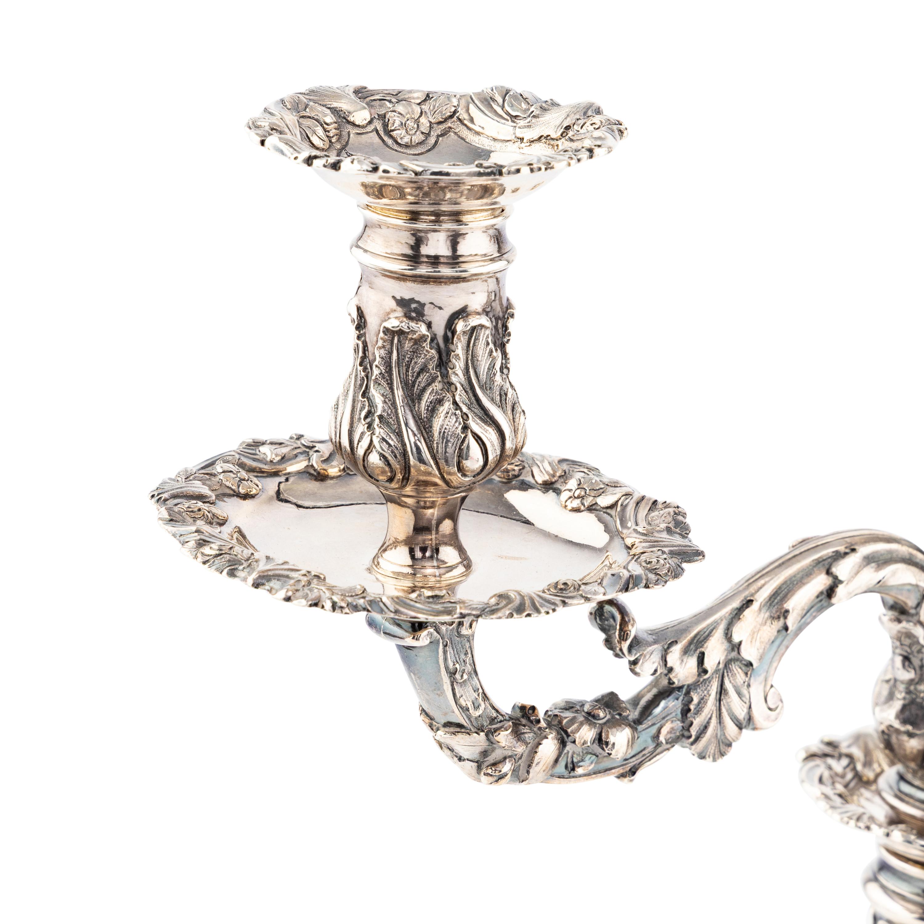 A Pair of George III Silver Two-Light Candelabra