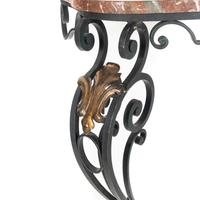 A Wrought Iron Marble-Top Console Table