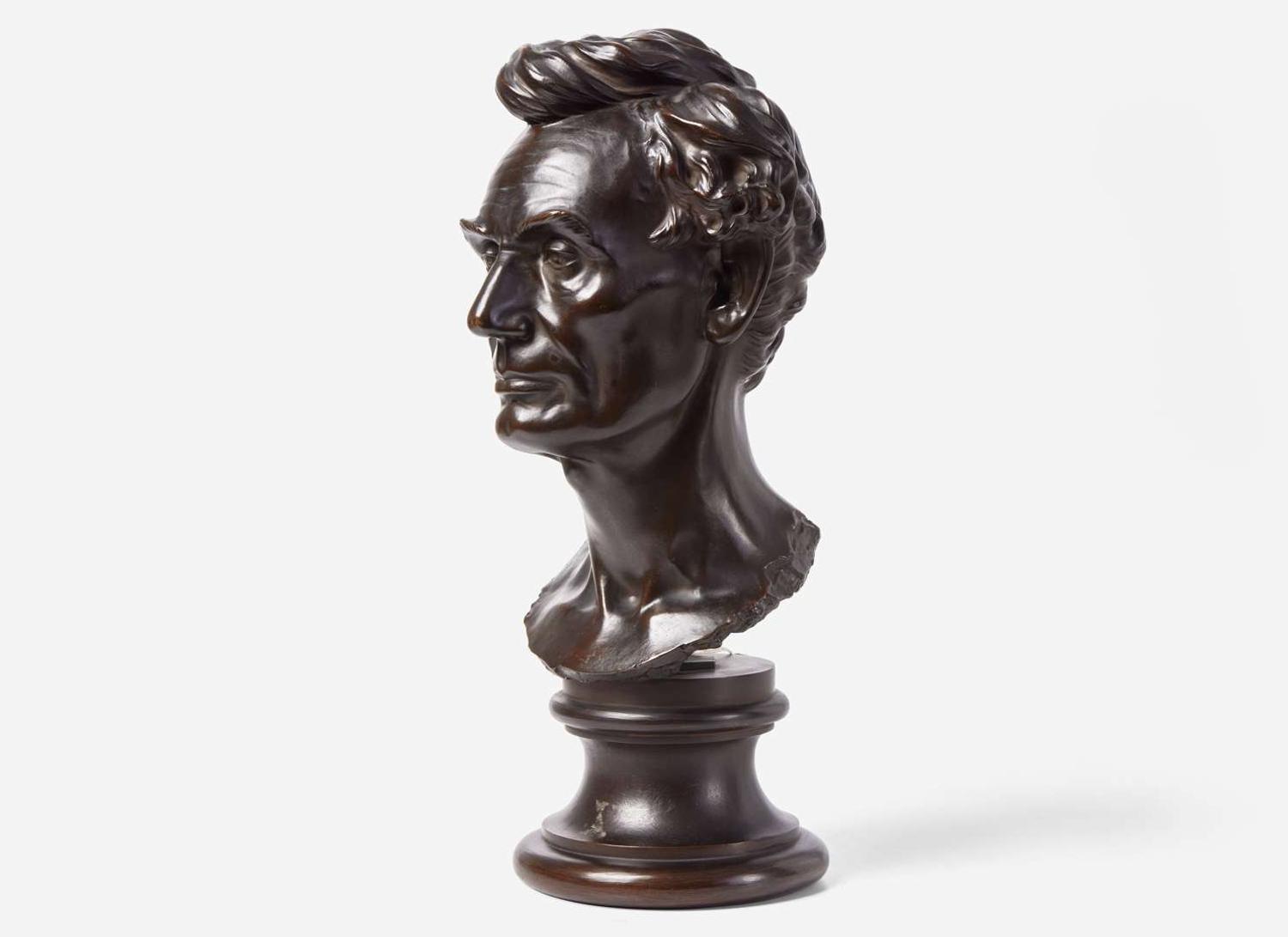 Leonard Wells Volk (1828-1895), Bronze bust of Abraham Lincoln (1809-1865), cast by Roman Bronze Works, New York, NY, early 20th century