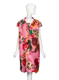 Oscar de la Renta, Floral Silk Faille Dress Enesmble