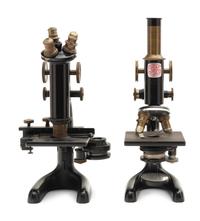 Two Bausch & Lomb Black Lacquered Microscopes