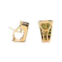 YELLOW GOLD AND TOURMALINE EARCLIPS