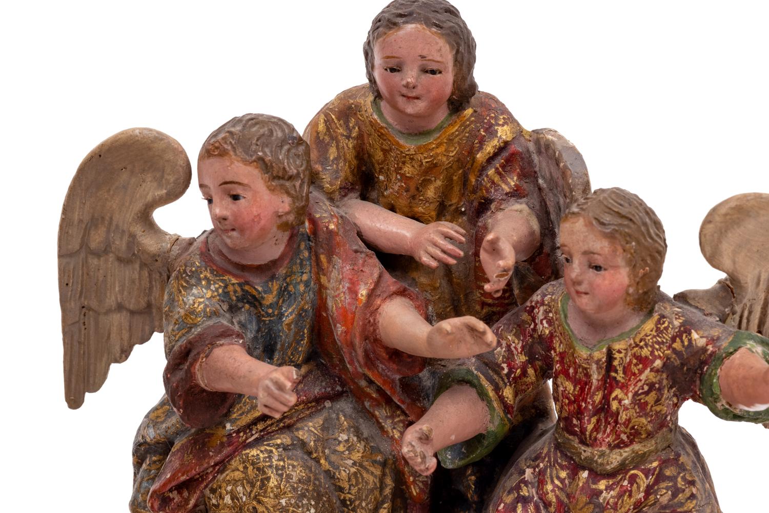 Three Spanish Colonial Carved Wood Figural Groups
