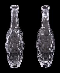 Two Steuben Turtleback Glass Decanters