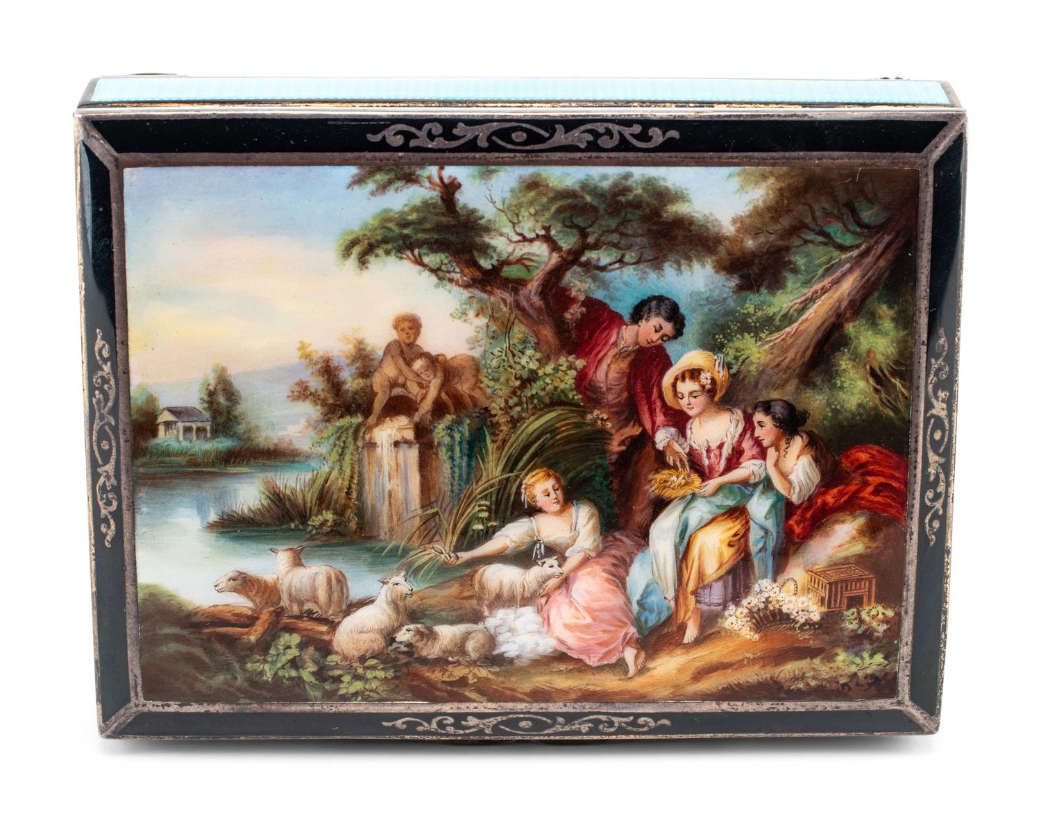 An Austrian Silver, Guilloché and Enamel Table Box
