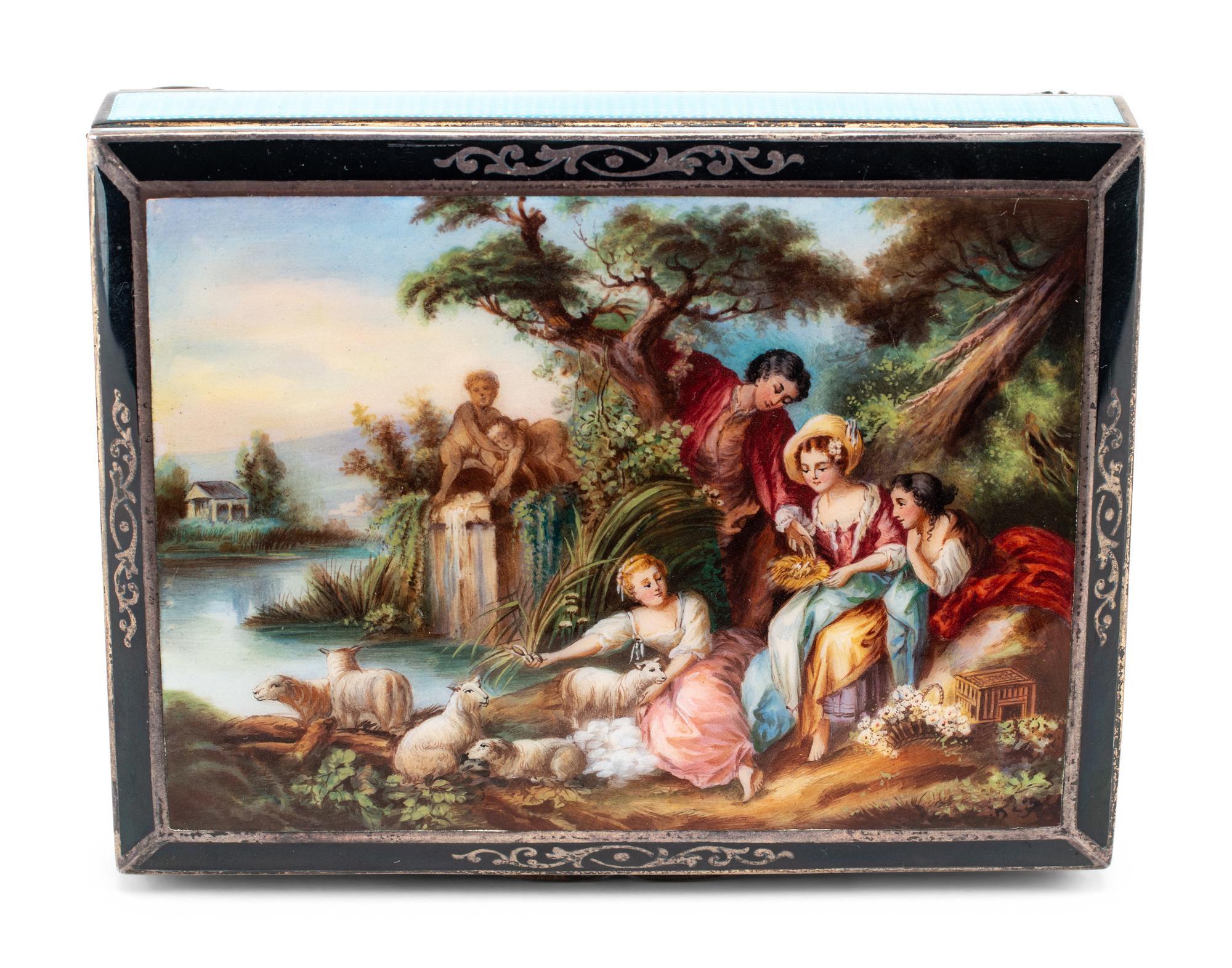 An Austrian Silver, Guilloché and Enamel Table Box