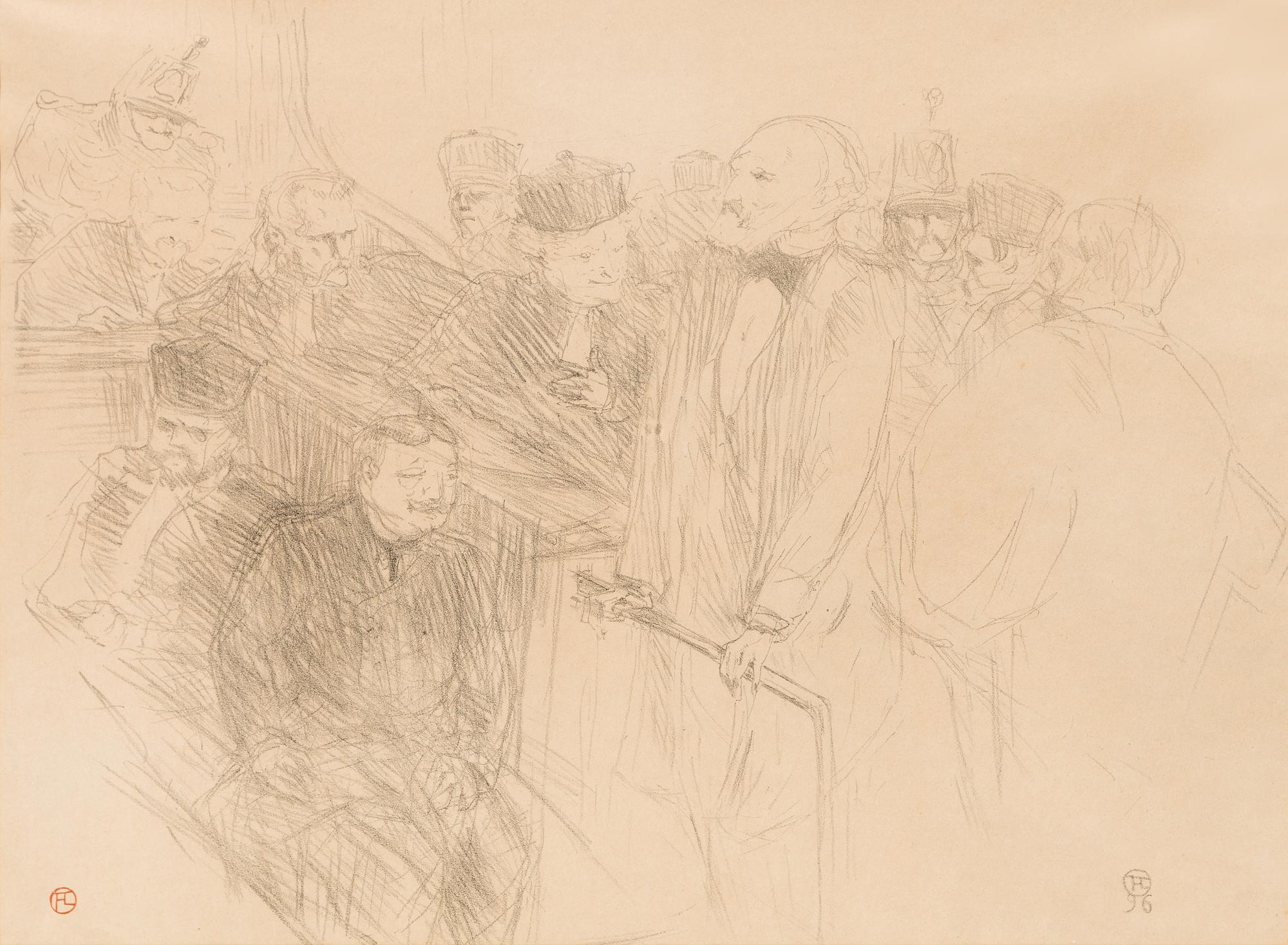 Henri de Toulouse-Lautrec, (French, 1864-1901), Proces Arton, Ribot a la Cour d'Assises (second plate), 1896
