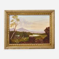 American School 19th century Campers in a Landscape, Possibly near West Point, New York