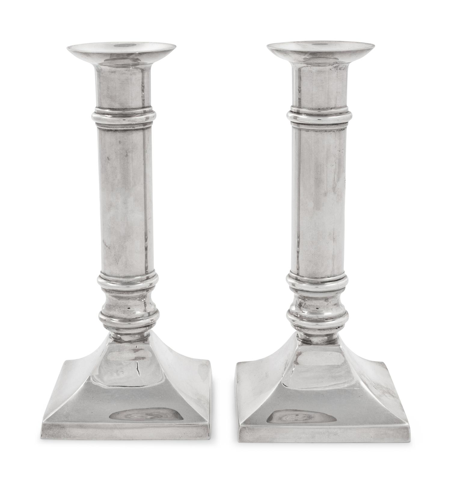 A Pair of American Silver Candlesticks