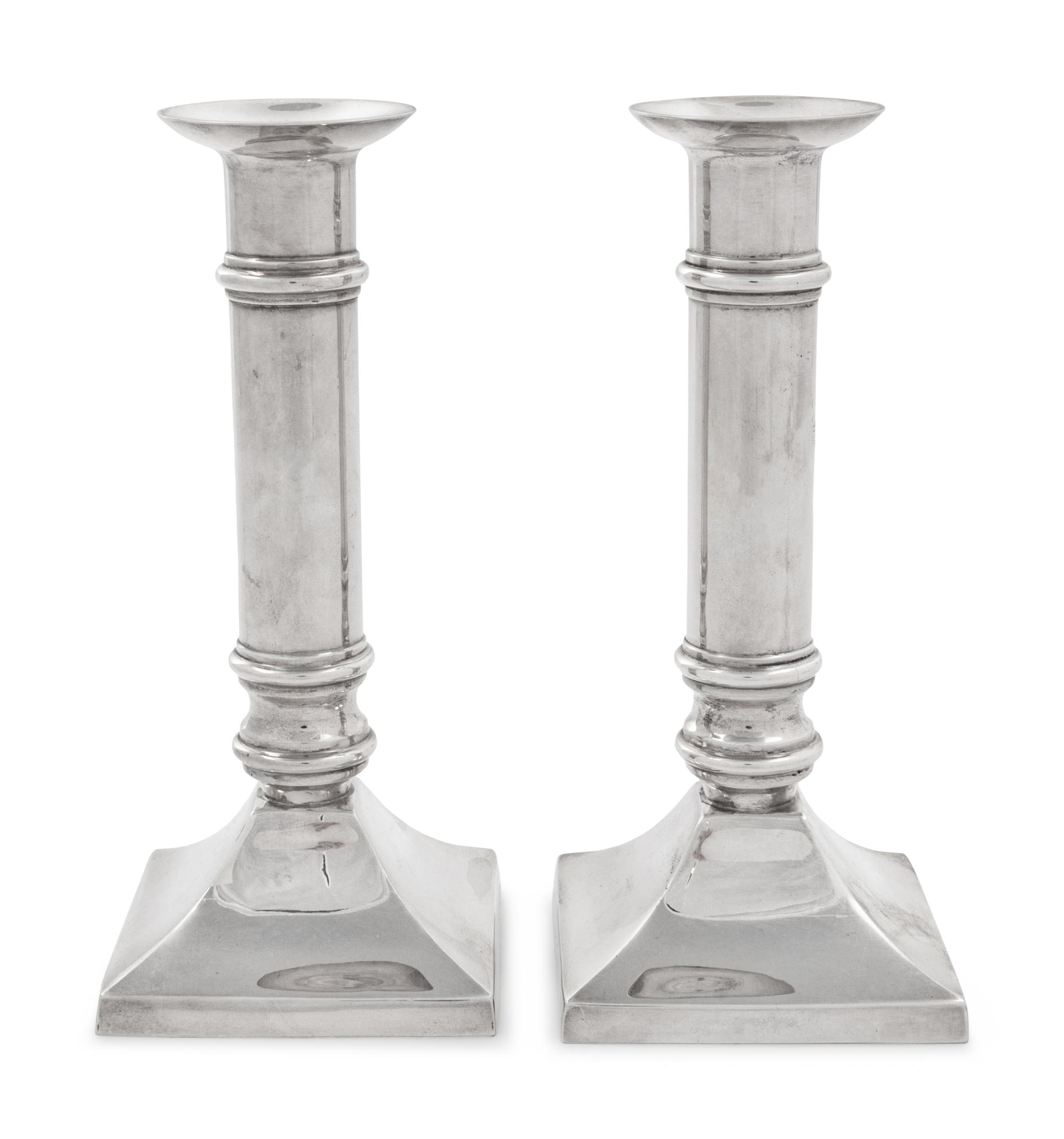 A Pair of American Silver Candlesticks