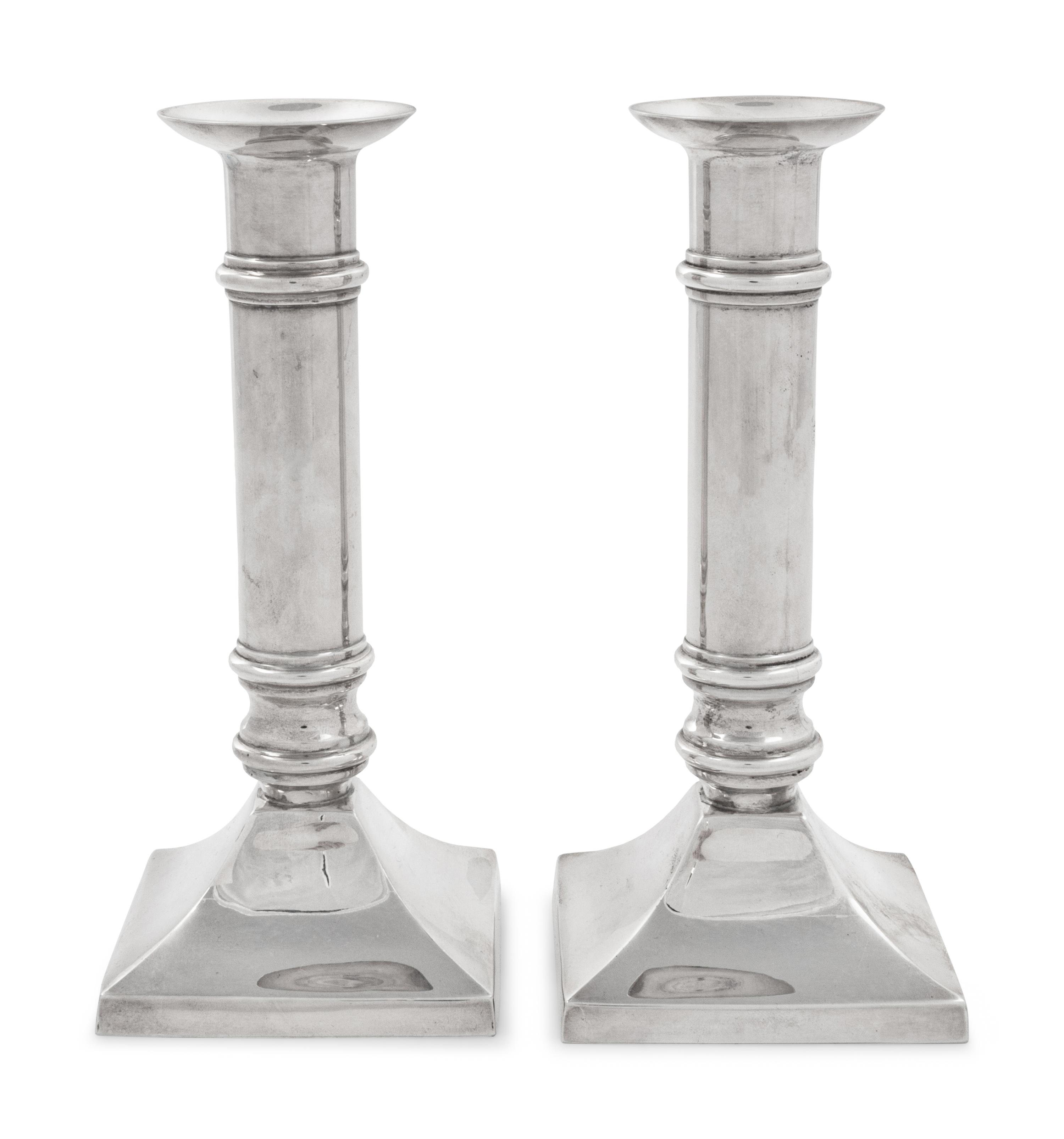 A Pair of American Silver Candlesticks
