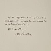 [Children's & Illustrated] [Rackham, Arthur] [Shakespeare, William] Lamb, Charles and Mary Tales from Shakespeare