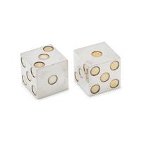BVLGARI, PAIR OF STERLING SILVER AND GILT DICE