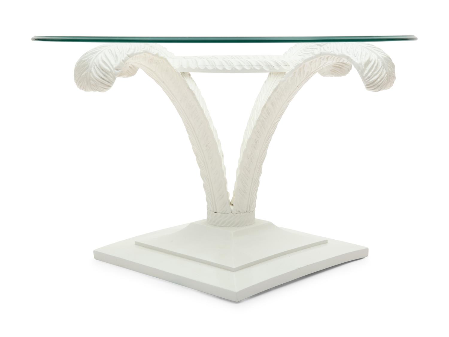 A Painted Wood and Glass Side Table