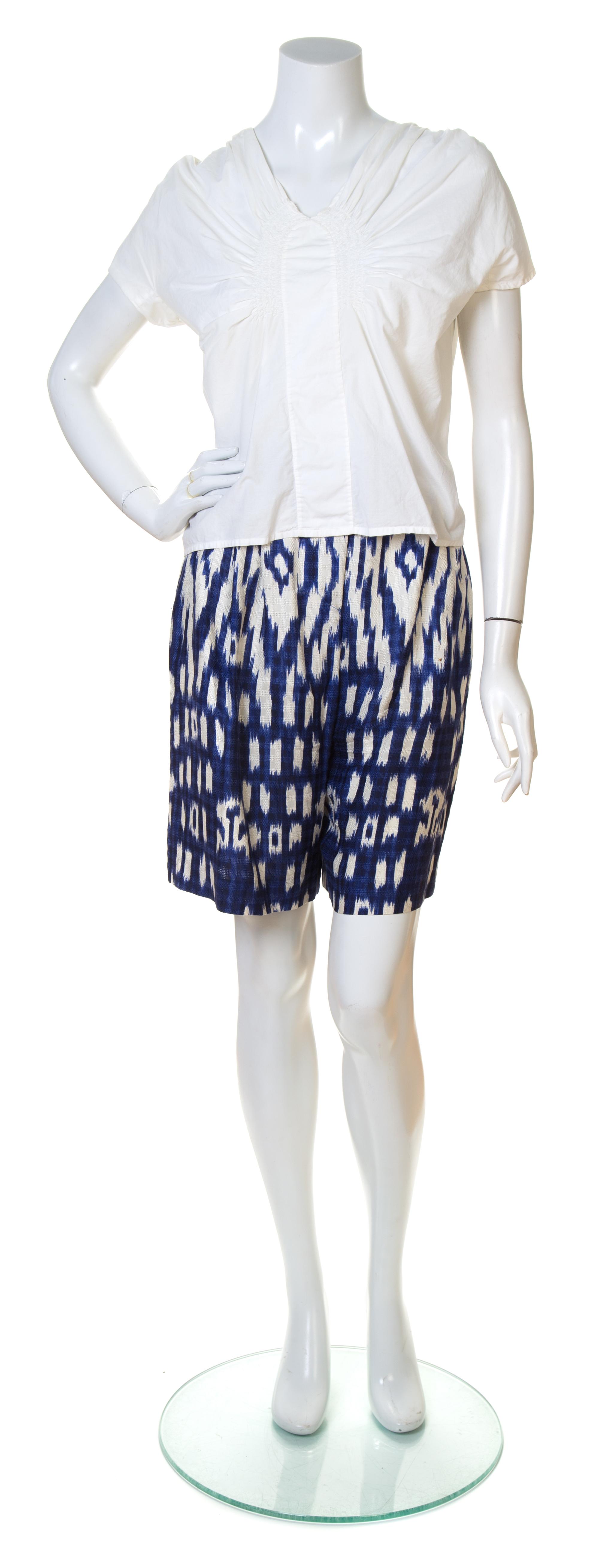 A Dries Van Noten Short Ensemble, Blouse size 42, Shorts size 40.