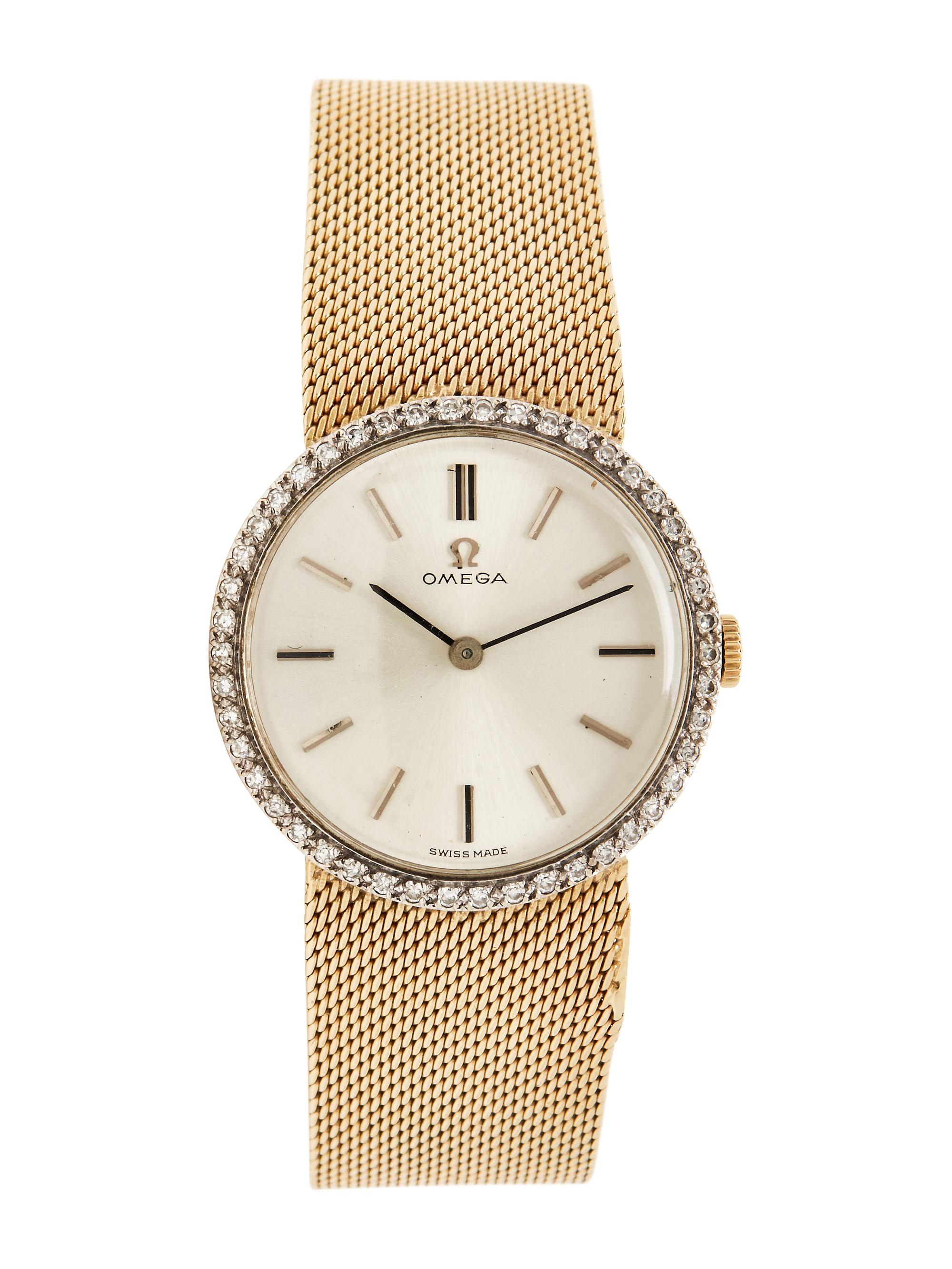 OMEGA, 14K YELLOW GOLD AND DIAMOND WATCH