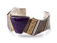 Sterling Silver and 14K Gold Cuff Bracelet, with Charite