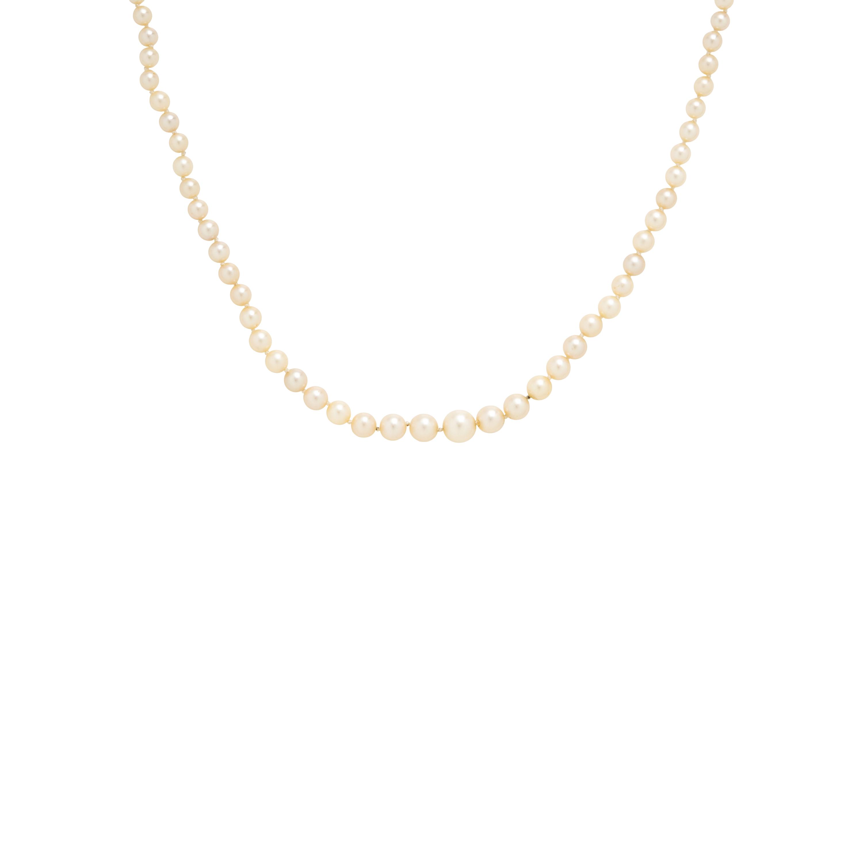 Mikimoto, Cultured Pearl Earrings with an Unsigned Cultured Pearl Necklace