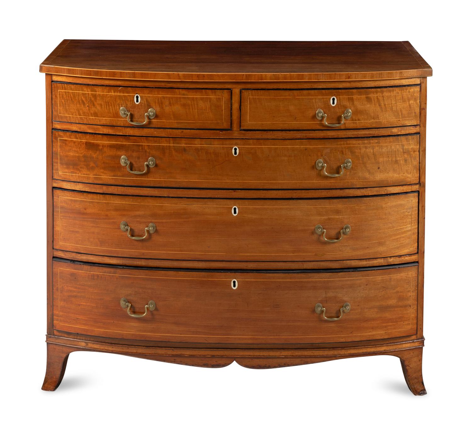An Edwardian Satinwood-Banded Mahogany Chest of Drawers