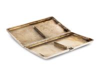 A Large Russian Silver and Gold-Charm Inset Cigarette Case
