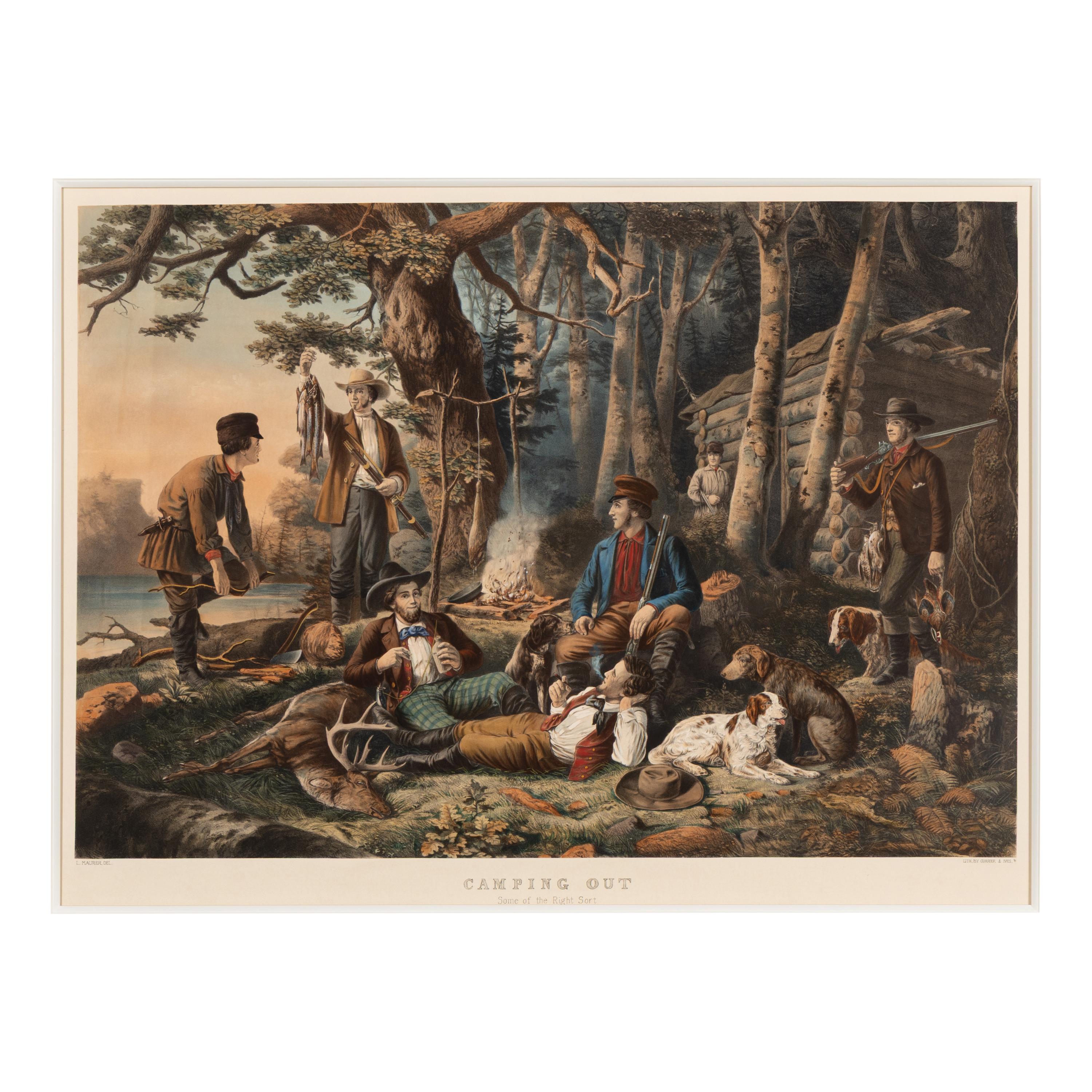 Currier and Ives, publishers -- After L. Maurer Camping Out. "Some of the Right Sort." , 1856 (G.0867)