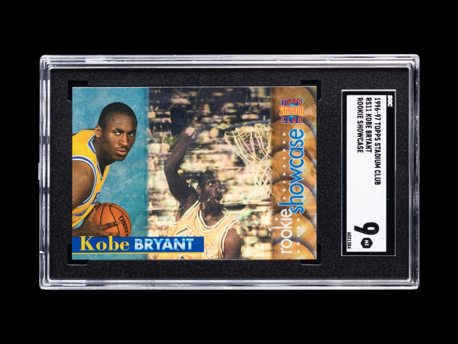 A 1996-97 Topps Stadium Club Rookie Showcase Kobe Bryant Rookie Basketball Card No. RS11 (SGC 9 MINT)