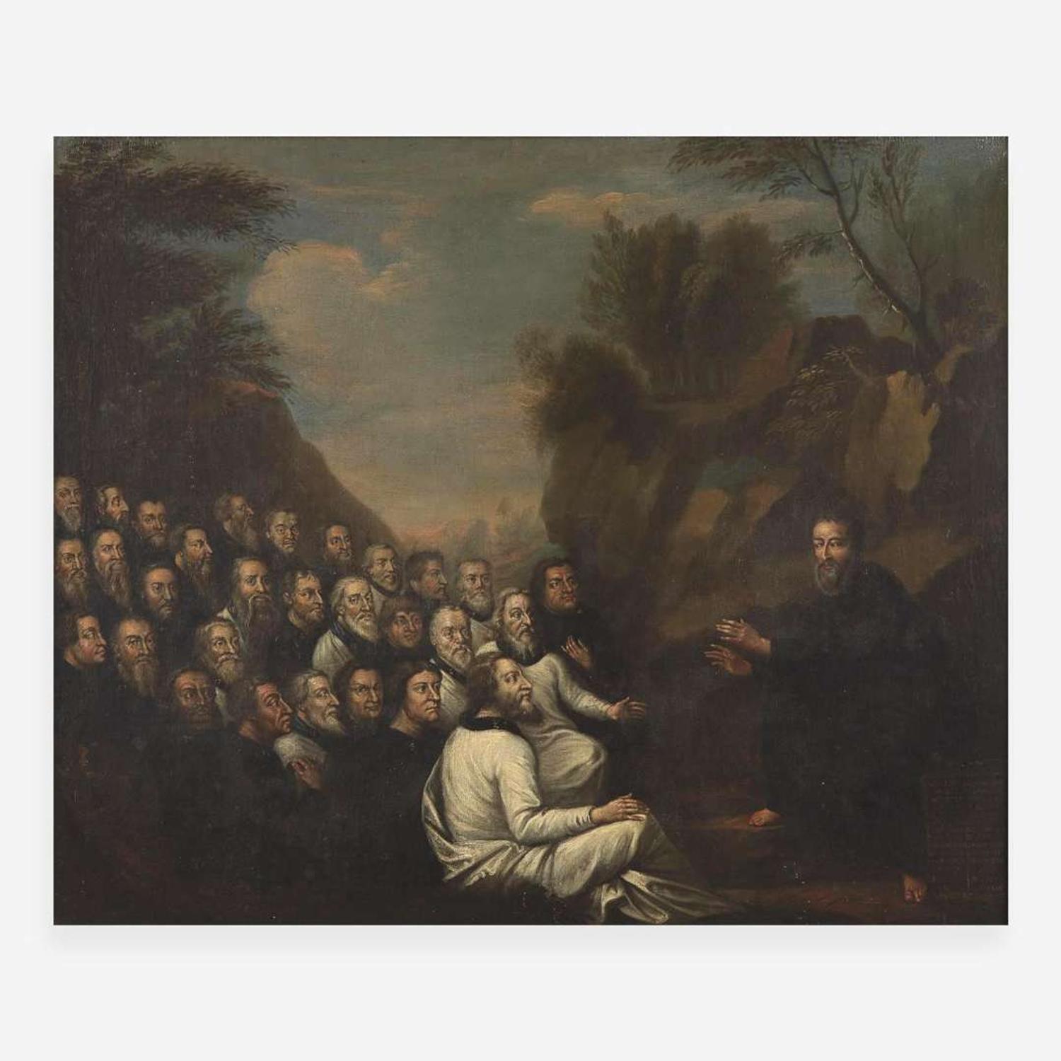 British School (17th century) Wycliffe Preaching in the Wilderness to the Assembled Protestant Divines