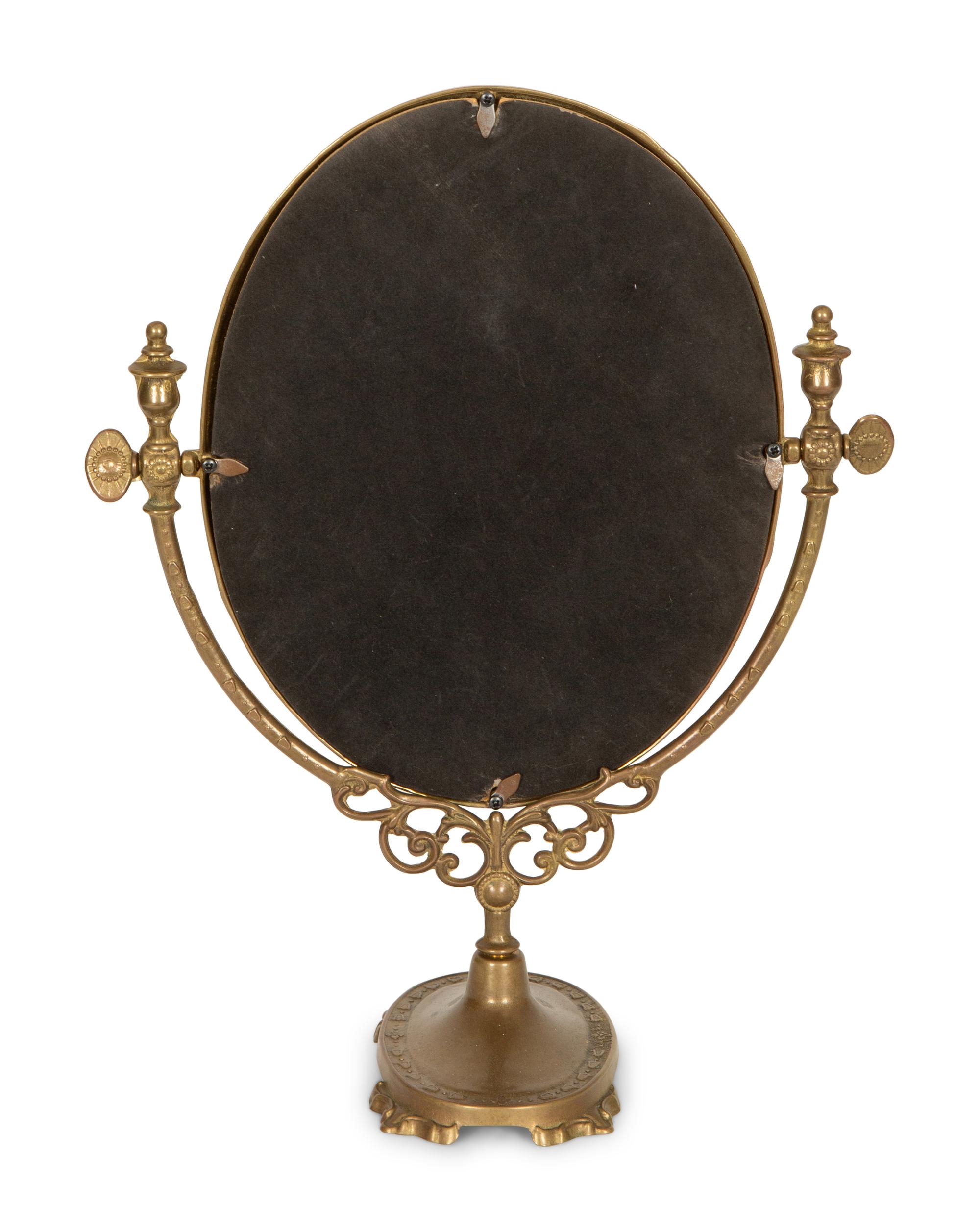 An Art Nouveau Silvered Metal Dressing Table Mirror — 20th Century