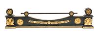 An Empire Gilt and Patinated Bronze Fire Guard, Width 39 inches.