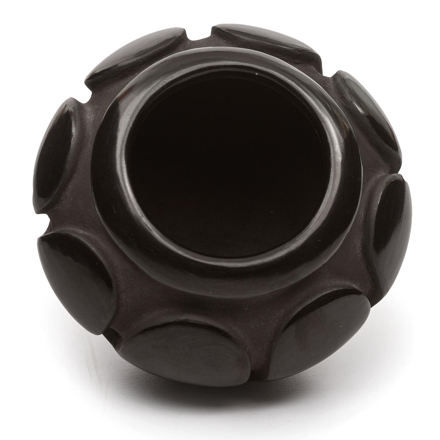 Deeply Carved Blackware Vase, with Avanyu AND Carved Blackware Jar