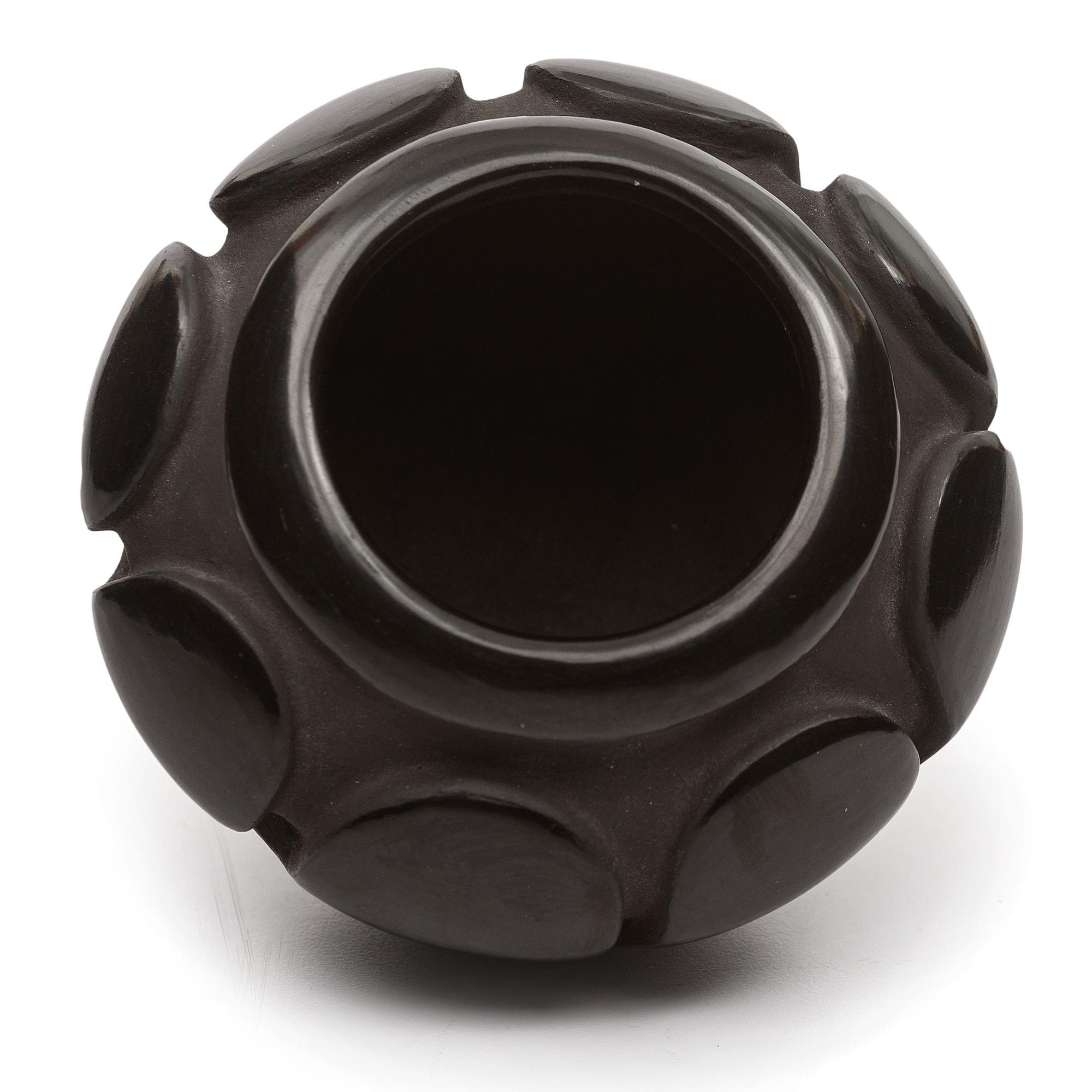 Deeply Carved Blackware Vase, with Avanyu AND Carved Blackware Jar