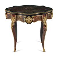 A Napoleon III Style Gilt Bronze Mounted Boulle Marquetry Center Table