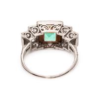 ART DECO, EMERALD AND DIAMOND RING