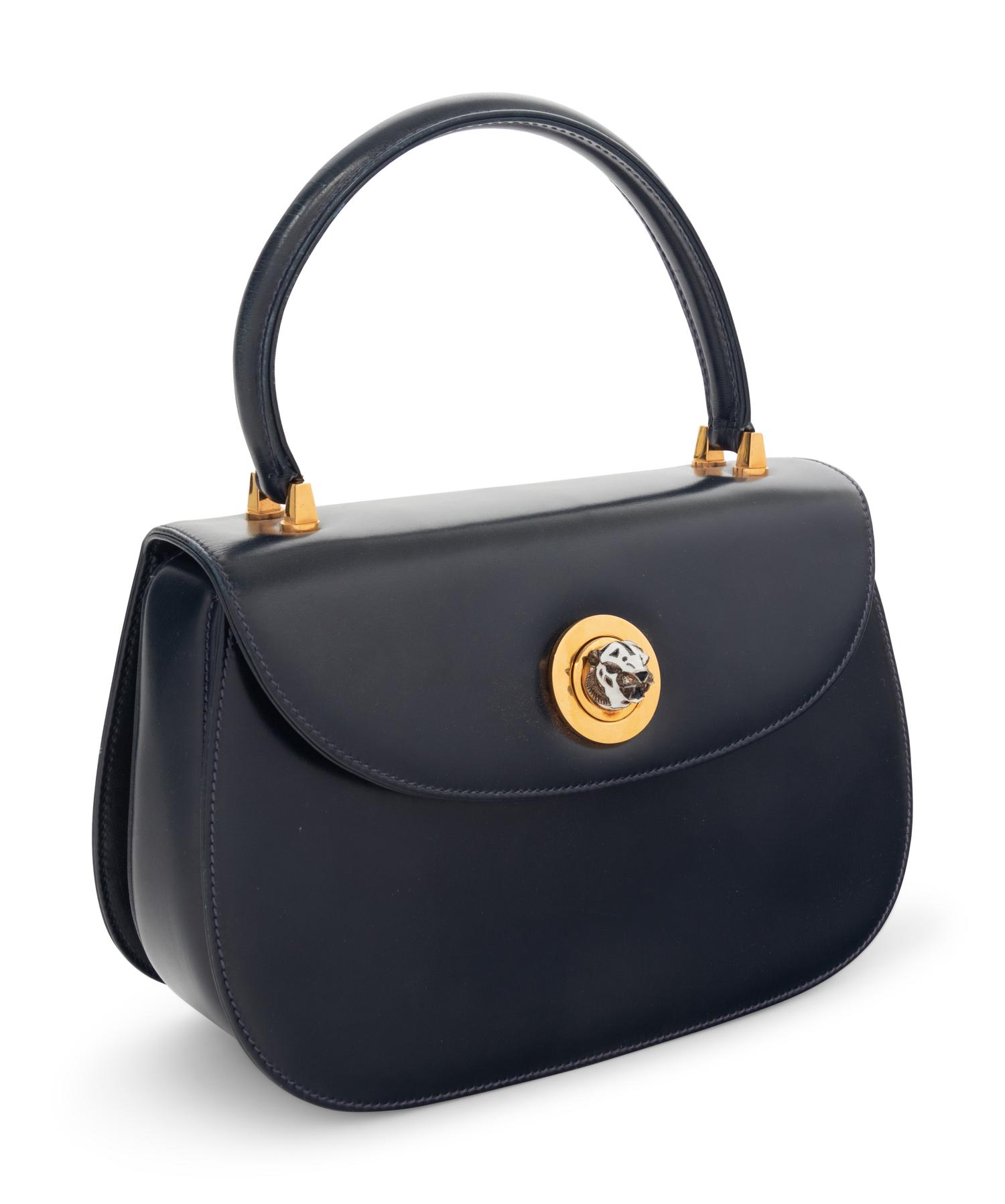 Gucci Leather Bag with Tiger Head Closure, 1970-90s