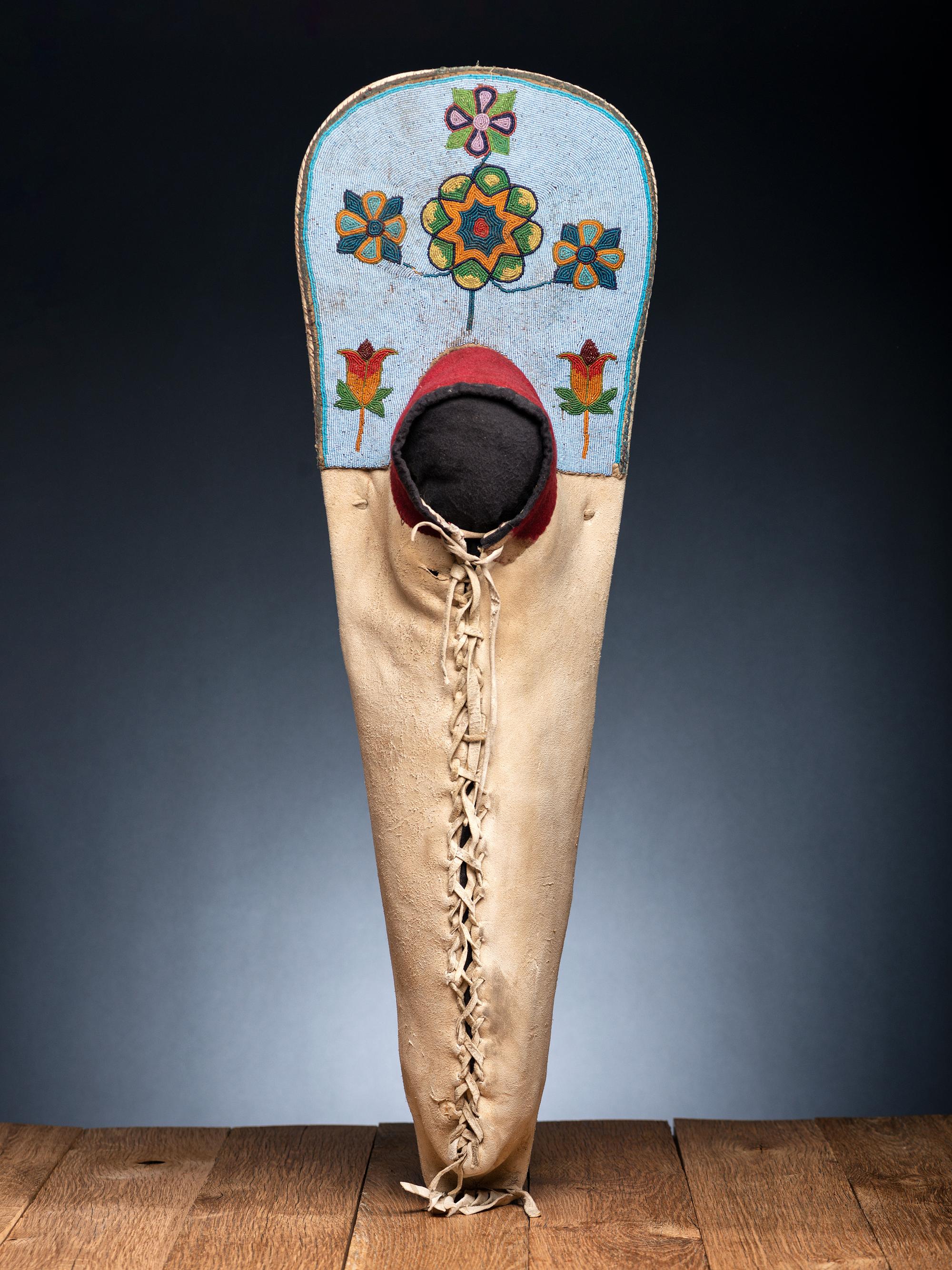 Plateau Child's Beaded Hide Cradle