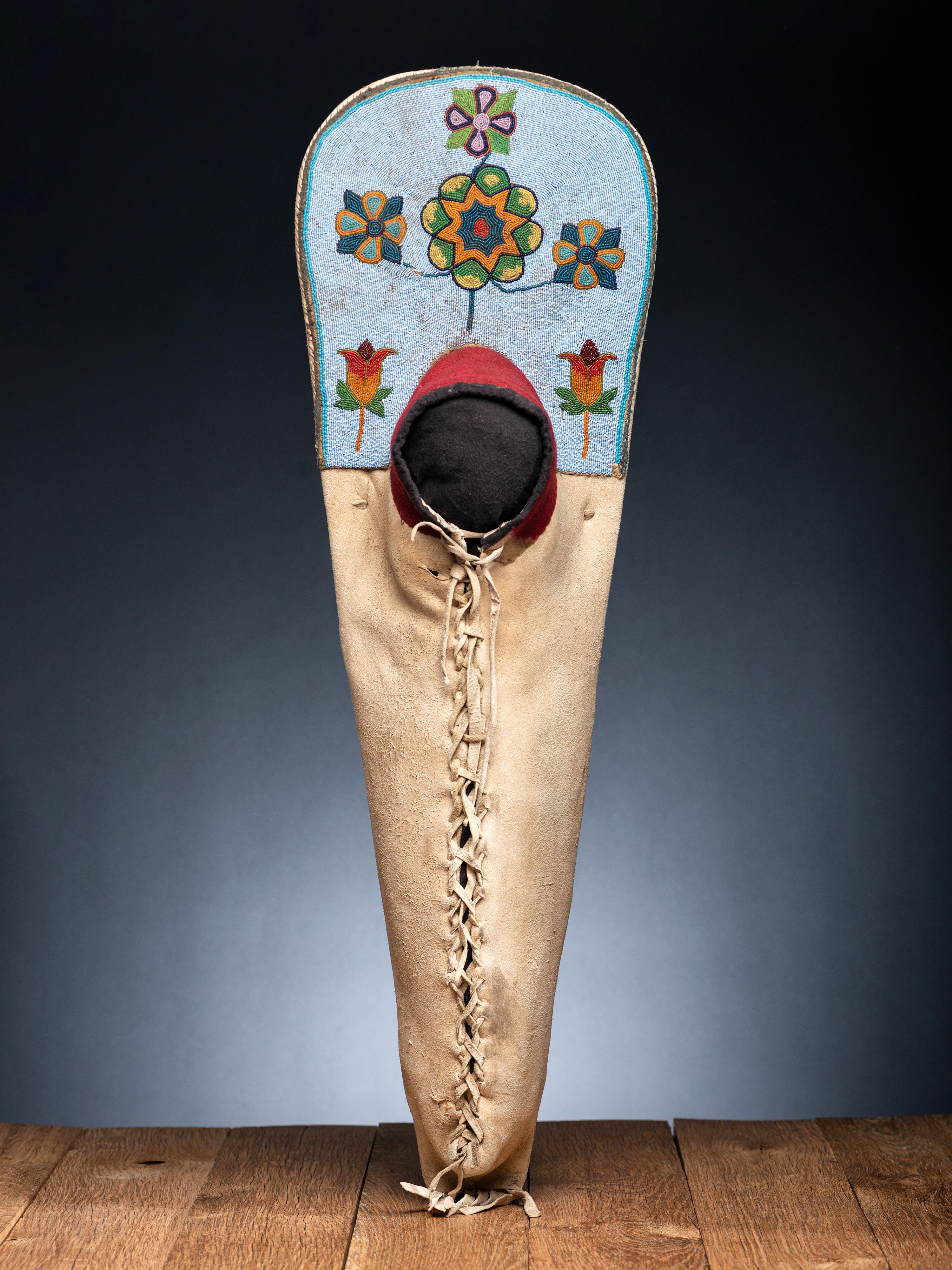 Plateau Child's Beaded Hide Cradle