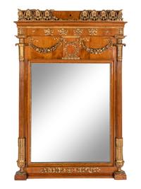 An Empire Style Parcel-Gilt Mahogany Mirror