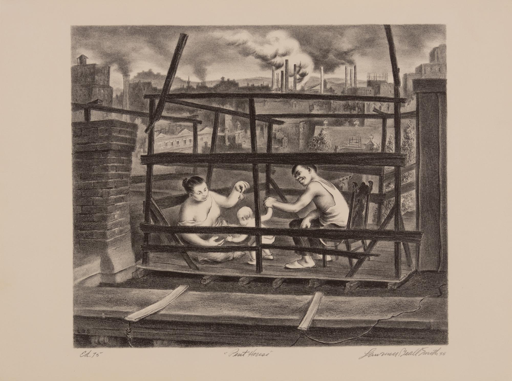 A group of three prints ( Party Chutes; Penthouse; The Crisis )