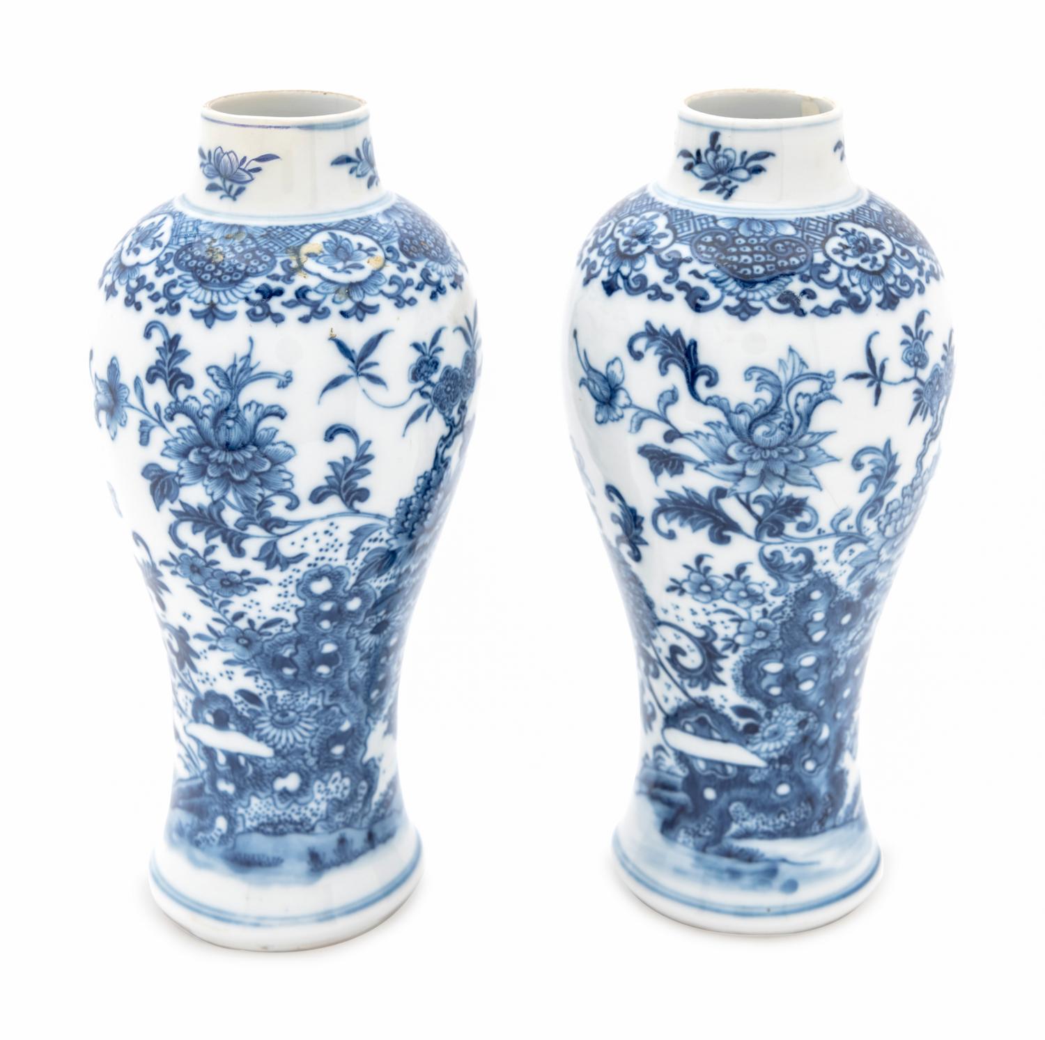 Two Chinese Export Blue Fitzhugh Porcelain Vases