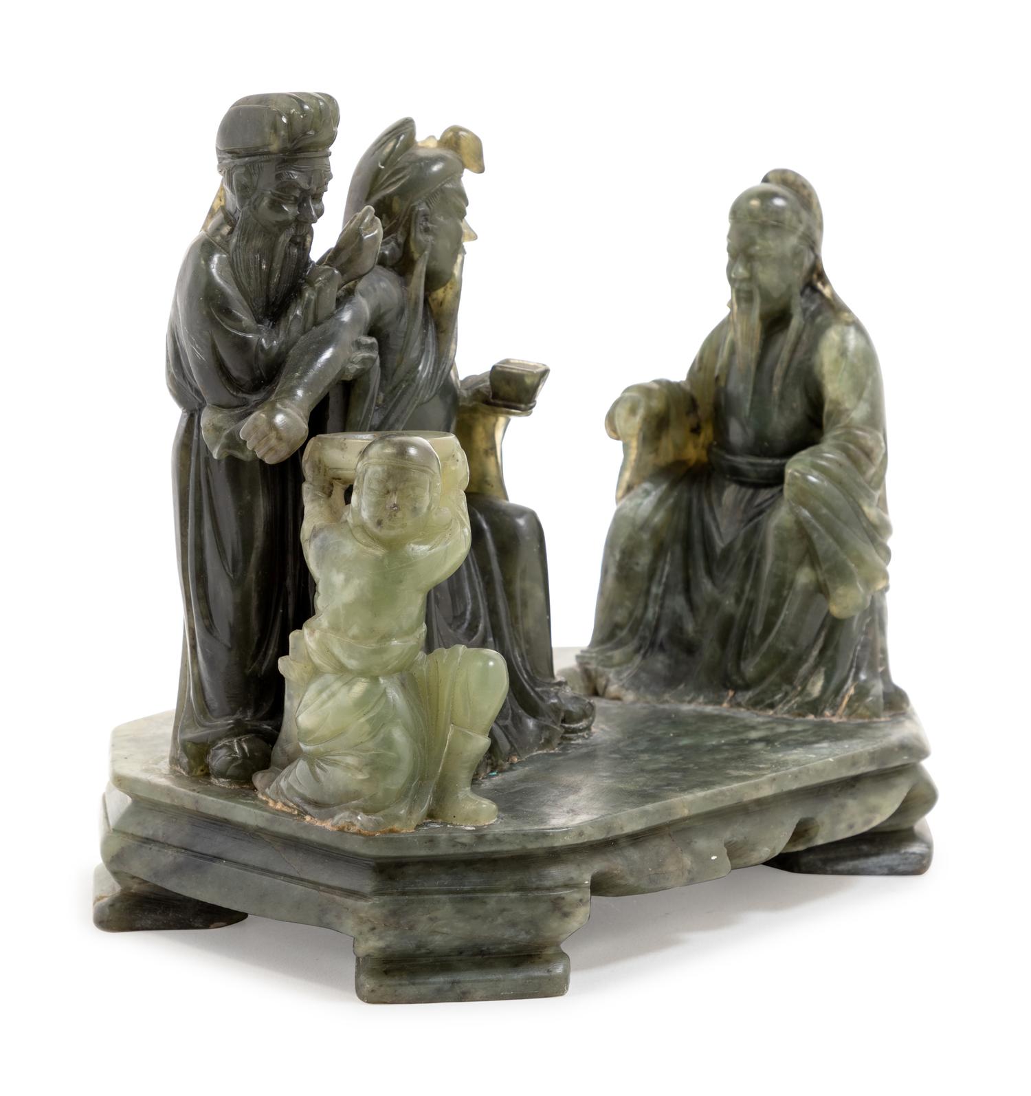 A Chinese Carved Hardstone Figural Group