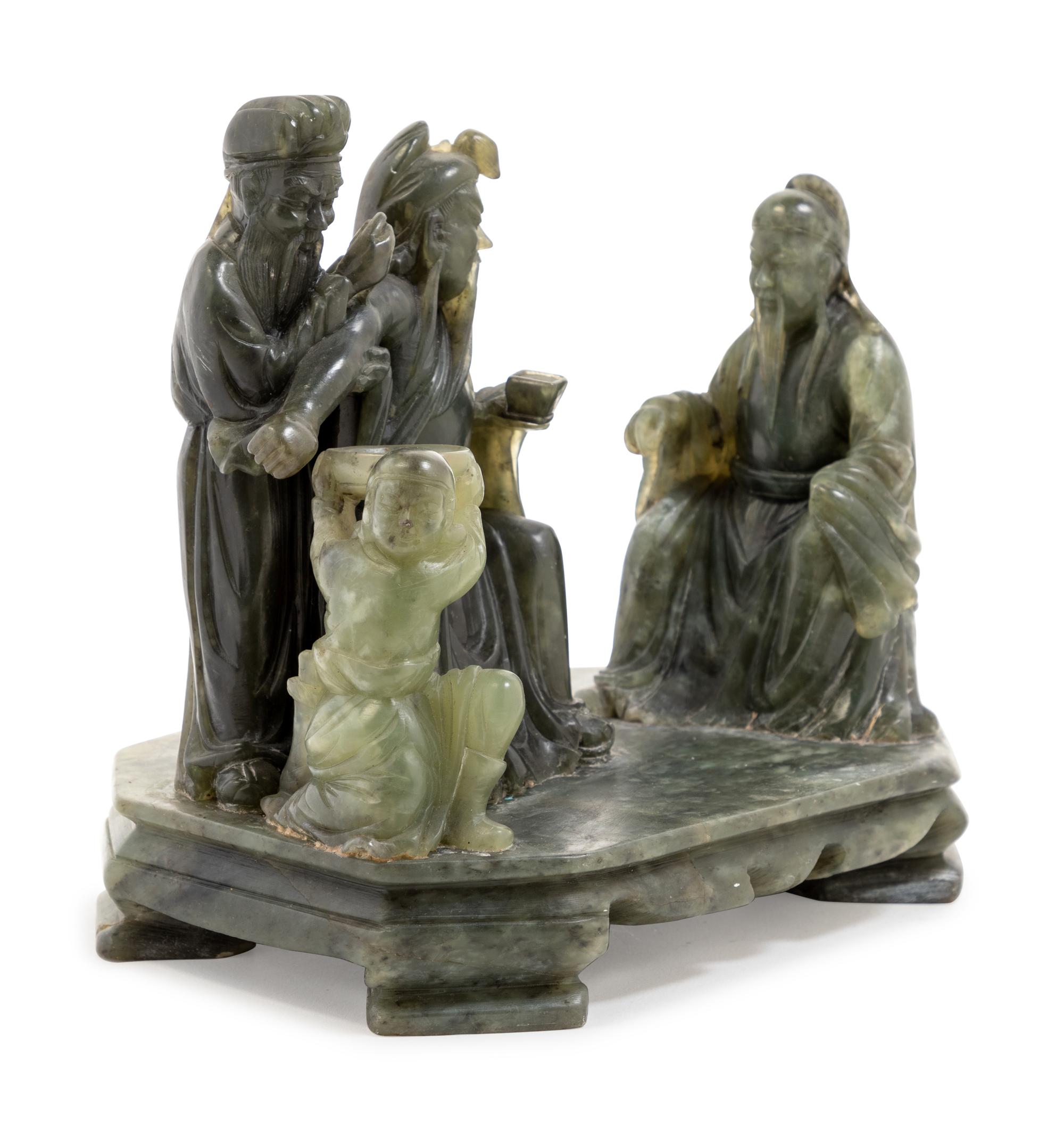 A Chinese Carved Hardstone Figural Group