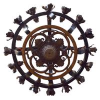 A Set of Four Wrought Iron Chandeliers 24" W x 24" D x 24" H — Continental, Circa 1900