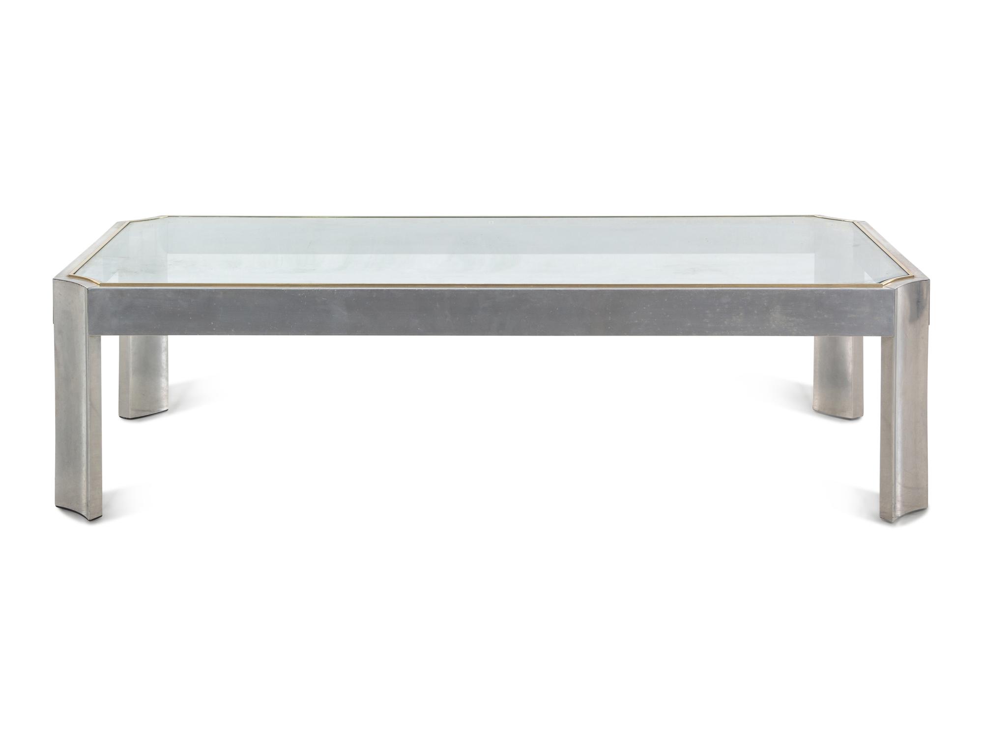 A Modernist Chrome and Brass Low Table in the Style of Willie Rizzo