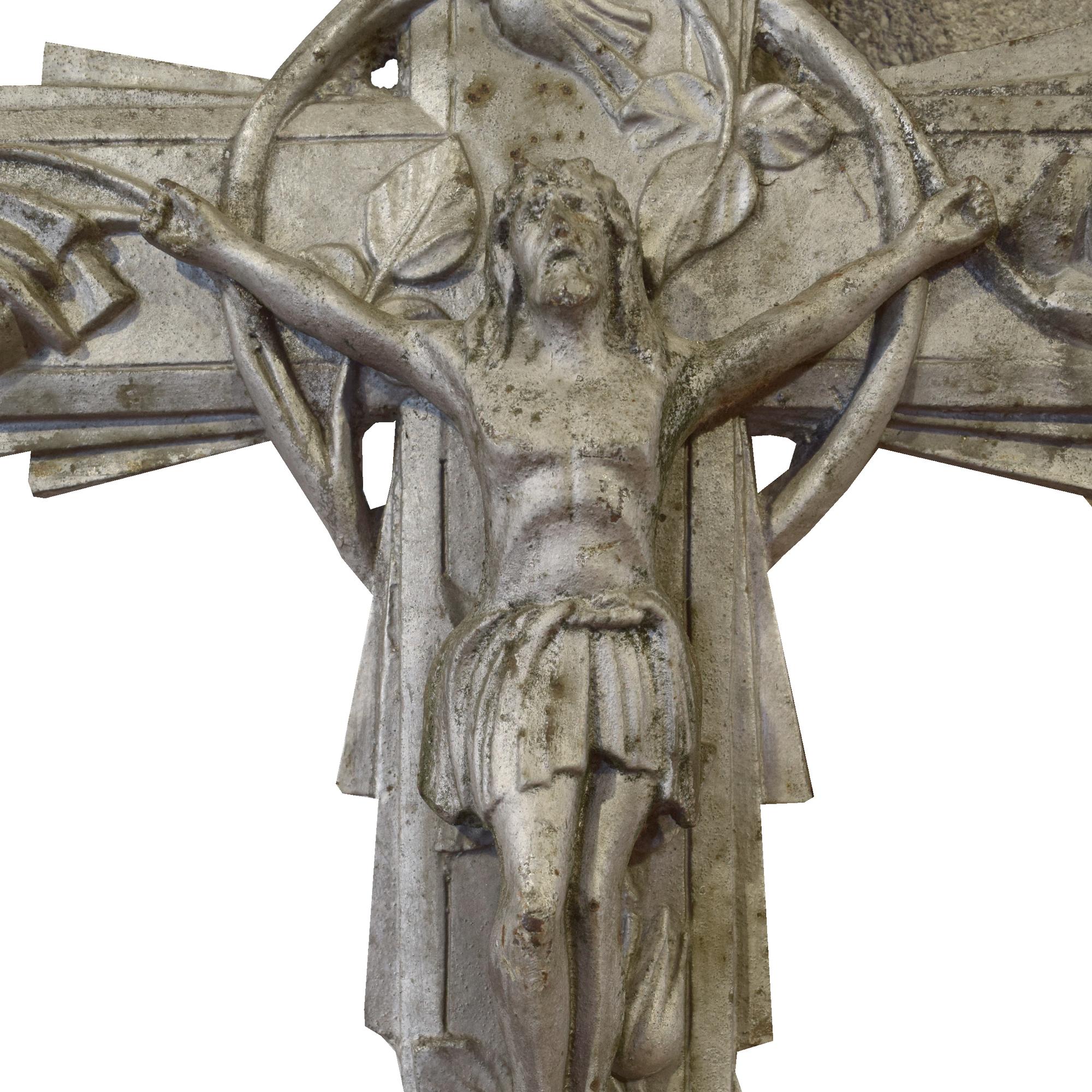 A Cast Iron Crucifix 22" W x .5" D x 47" H — France, Circa 1900