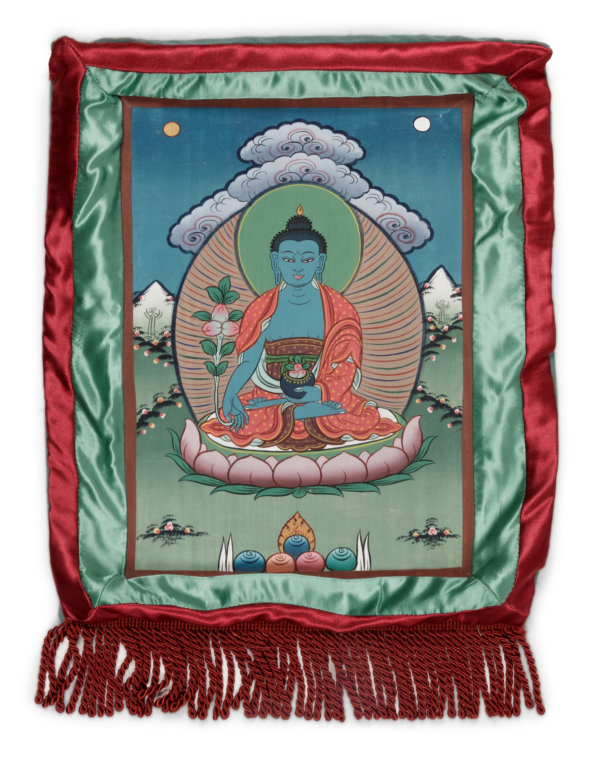 A Small Tibetan Thangka of Medicine Buddha